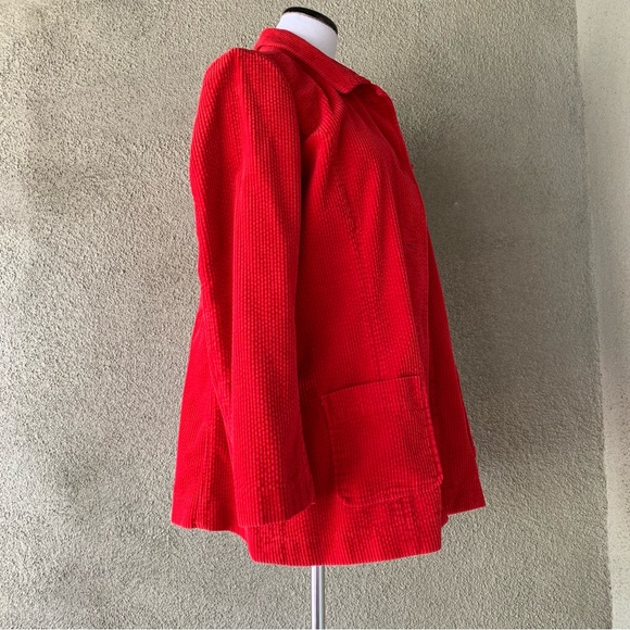 “J. Jill” Red Wide Wale Corduroy Car Coat Jacket size M - Picture 7 of 11
